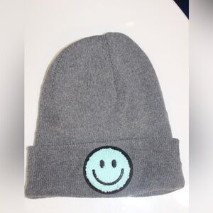Amazon Essentials Gray Beanie with Smiley Face